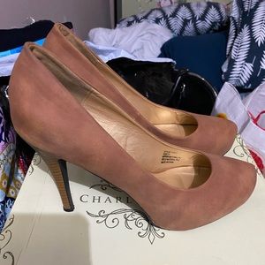 Brown suede heels